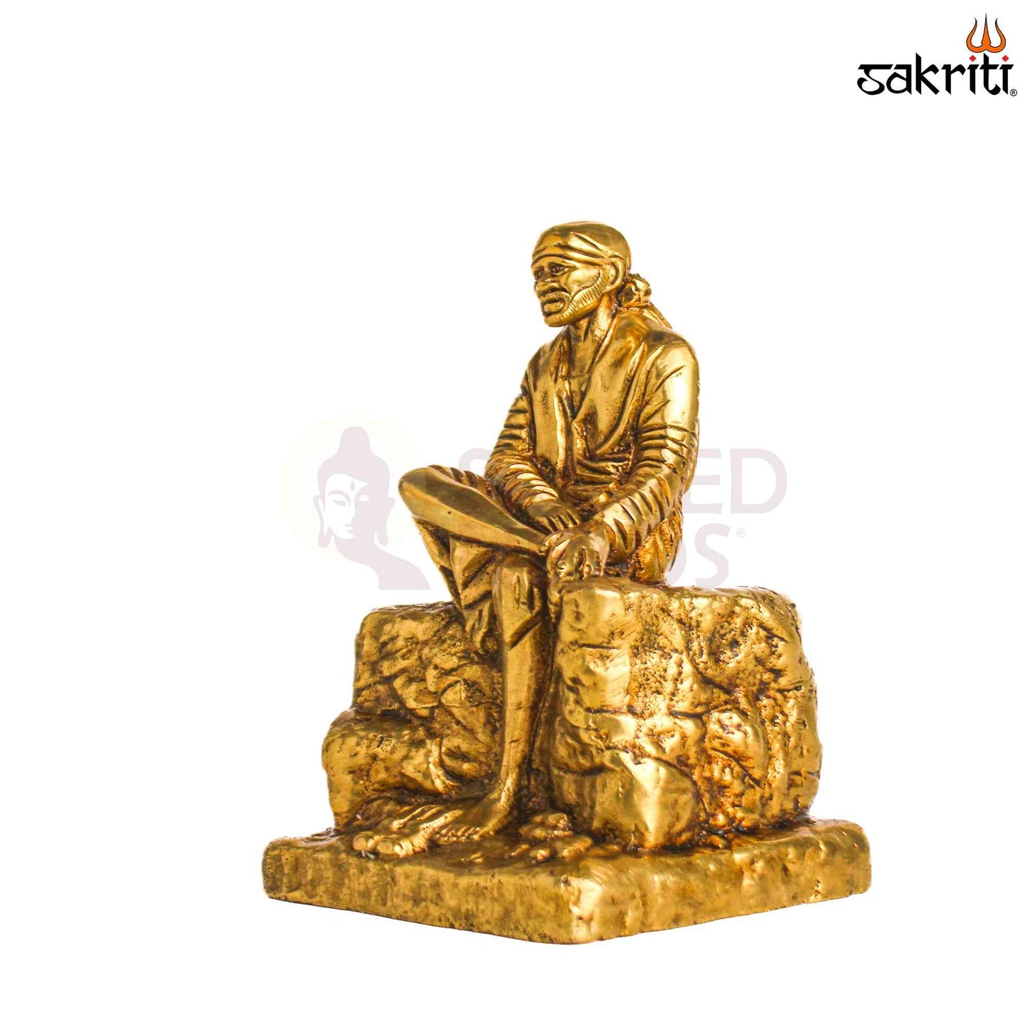 Sacred Needs Brass Sai Baba Idol – 5.7 Inch (14.5 cm) Height | Shirdi Sai Baba Statue for Pooja Room & Home Temple