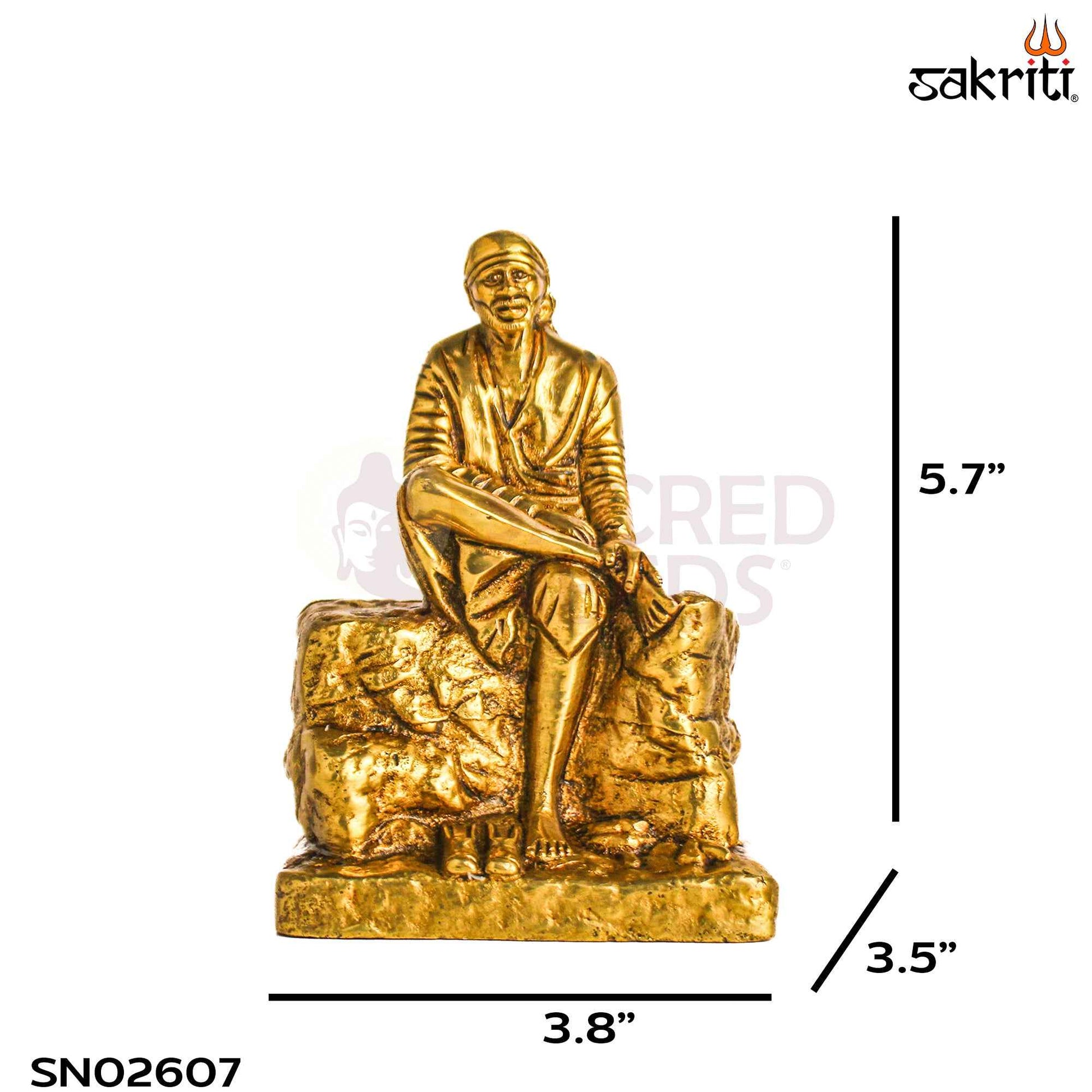 Sacred Needs Brass Sai Baba Idol – 5.7 Inch (14.5 cm) Height | Shirdi Sai Baba Statue for Pooja Room & Home Temple
