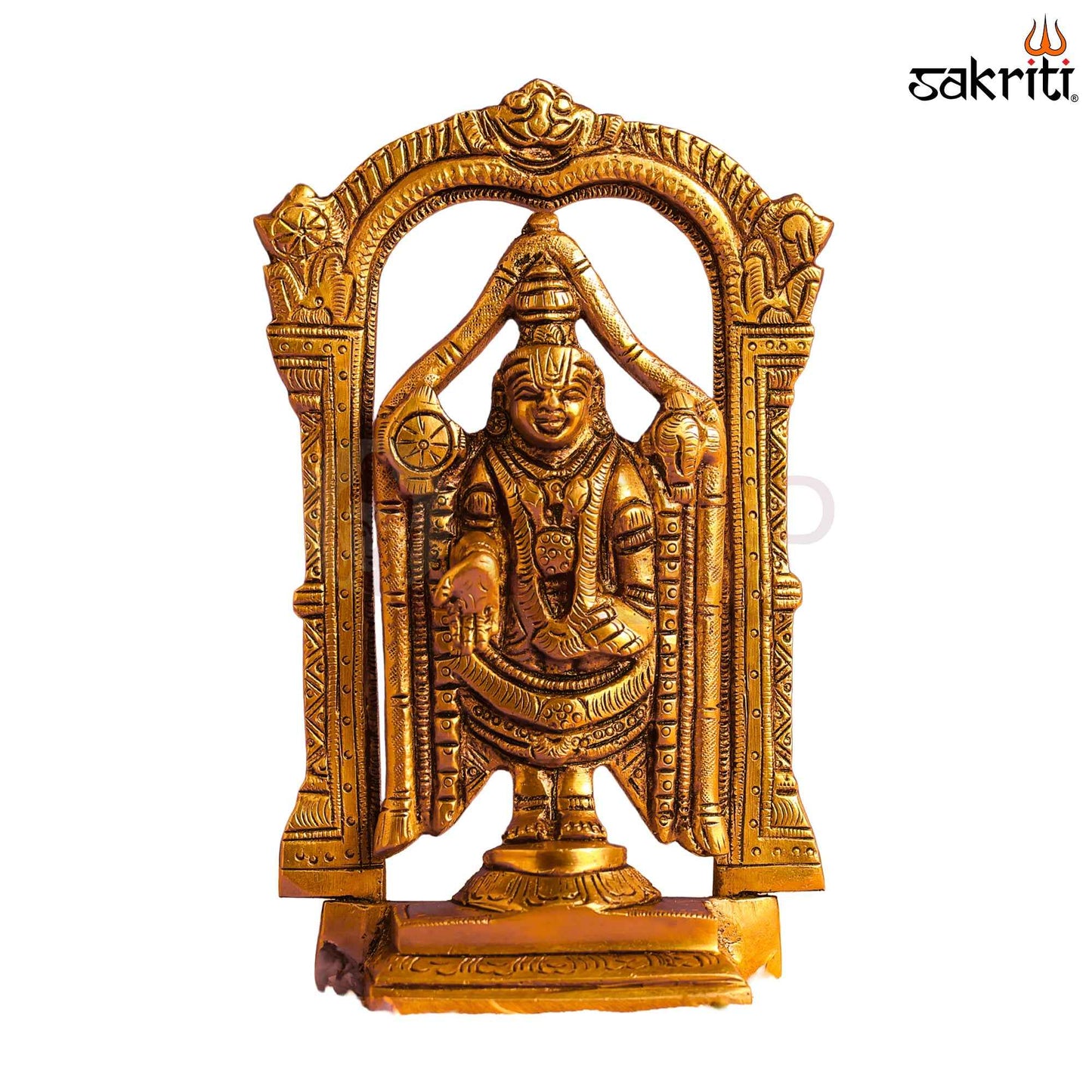 Sacred Needs Brass Perumal Idol – 6.3 Inch (16 cm) Height | Lord Vishnu Perumal Statue for Pooja Room, Temple & Spiritual Décor