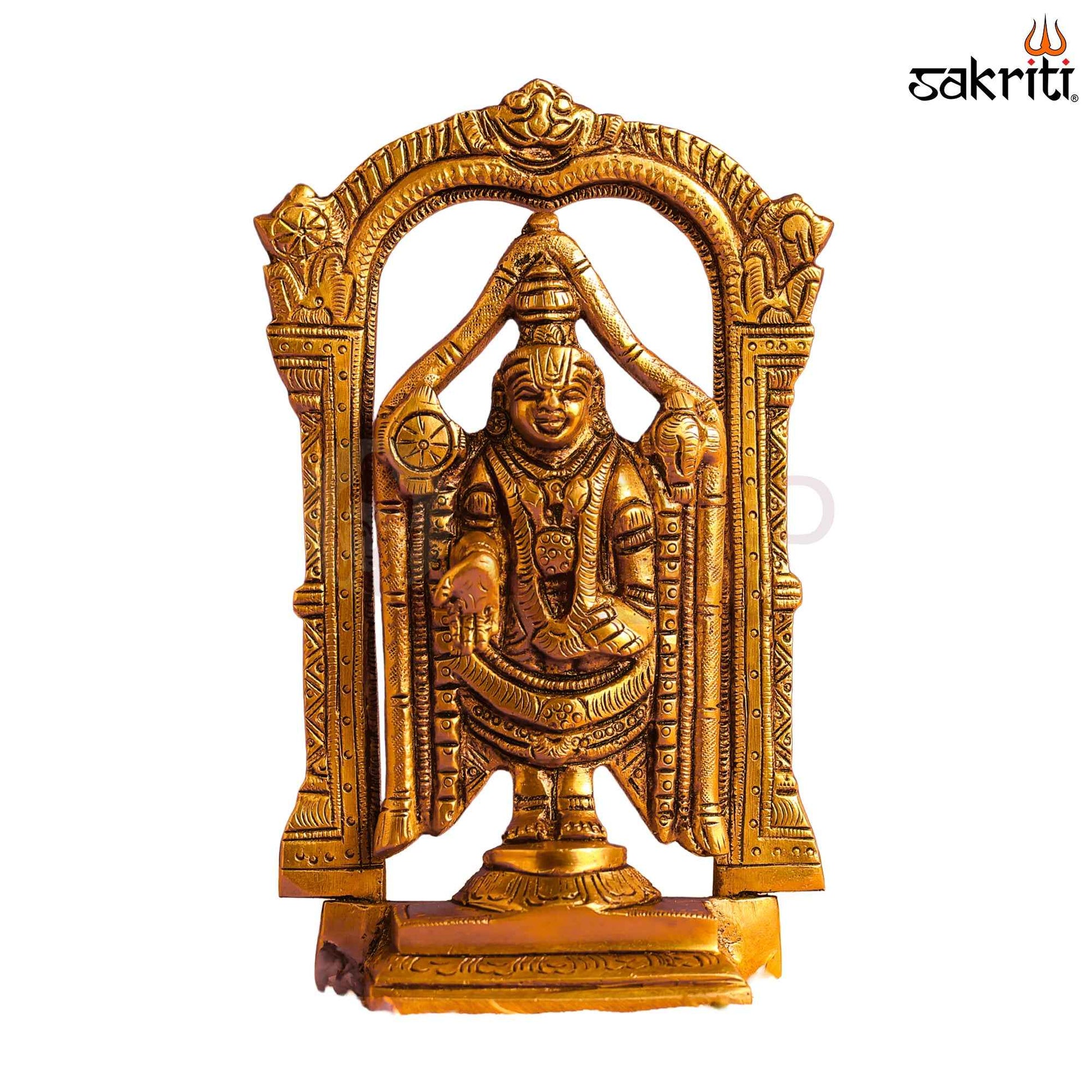 Sacred Needs Brass Perumal Idol – 6.3 Inch (16 cm) Height | Lord Vishnu Perumal Statue for Pooja Room, Temple & Spiritual Décor