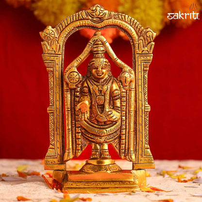 Sacred Needs Brass Perumal Idol – 6.3 Inch (16 cm) Height | Lord Vishnu Perumal Statue for Pooja Room, Temple & Spiritual Décor