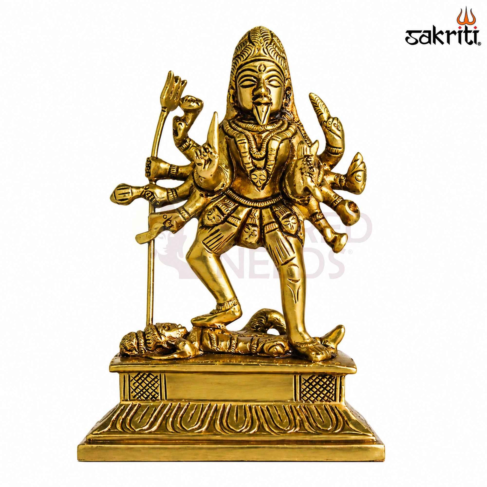Sacred Needs Brass Kali Idol – 4.2 Inch (10.7 cm) Height | Goddess Kali Statue for Protection, Shakti Worship & Pooja Décor