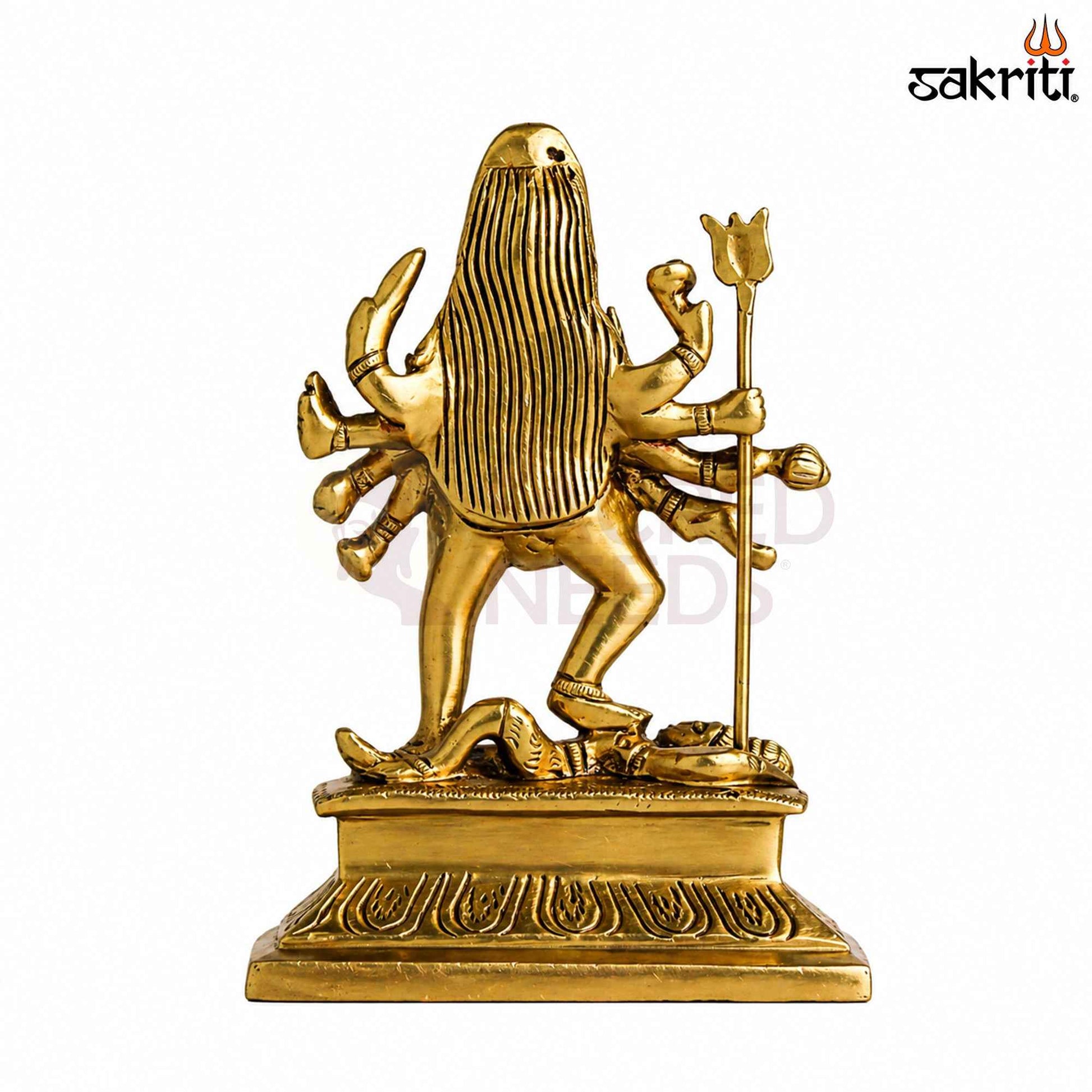 Sacred Needs Brass Kali Idol – 4.2 Inch (10.7 cm) Height | Goddess Kali Statue for Protection, Shakti Worship & Pooja Décor