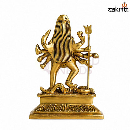 Sacred Needs Brass Kali Idol – 4.2 Inch (10.7 cm) Height | Goddess Kali Statue for Protection, Shakti Worship & Pooja Décor