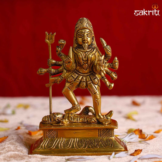 Sacred Needs Brass Kali Idol – 4.2 Inch (10.7 cm) Height | Goddess Kali Statue for Protection, Shakti Worship & Pooja Décor