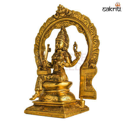 Sacred Needs Brass Frame Mariamman Idol – 12 Inch (30.5 cm) Height | Goddess Mariamman Statue with Decorative Frame for Temple & Pooja Room