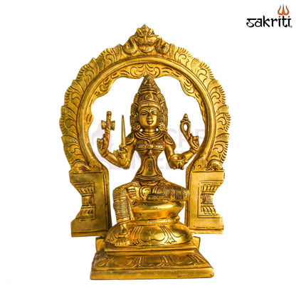Sacred Needs Brass Frame Mariamman Idol – 12 Inch (30.5 cm) Height | Goddess Mariamman Statue with Decorative Frame for Temple & Pooja Room