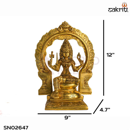 Sacred Needs Brass Frame Mariamman Idol – 12 Inch (30.5 cm) Height | Goddess Mariamman Statue with Decorative Frame for Temple & Pooja Room