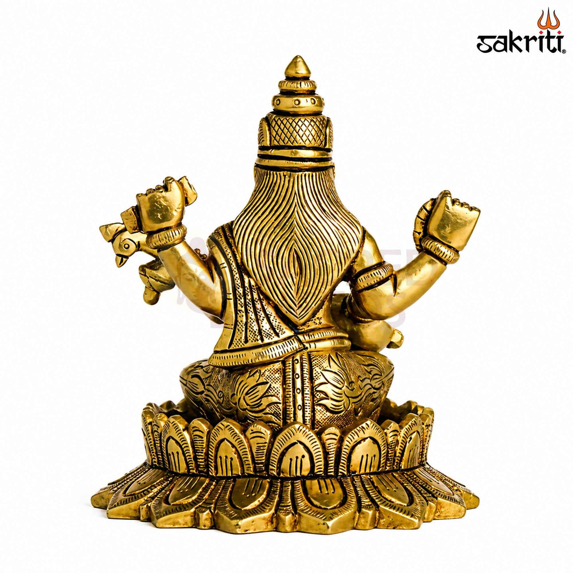 Sacred Needs Brass Lotus Saraswathi Idol – 5.5 Inch (14 cm) Height | Goddess Saraswati Statue for Education, Wisdom & Pooja Décor