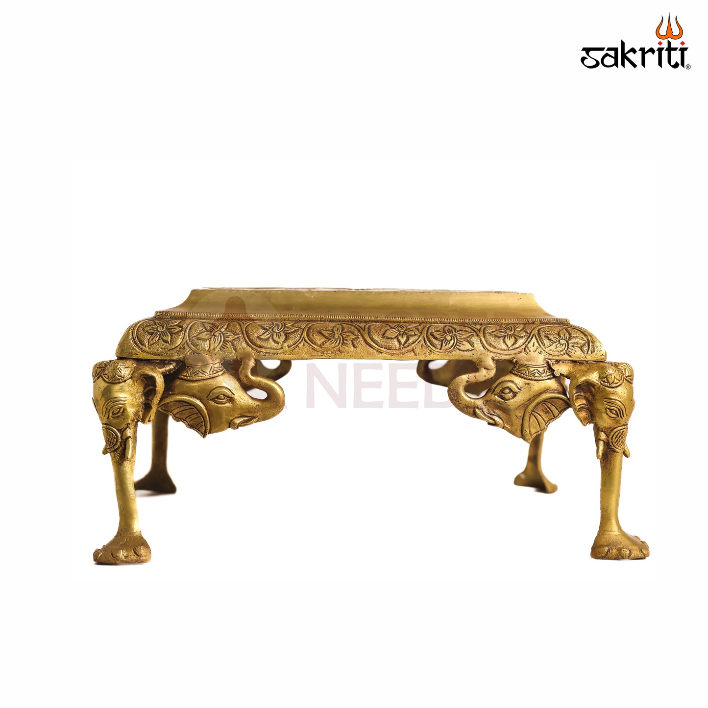 Sacred Needs Brass Table Stand – 8 Inch (20.3 cm) Height | Traditional Decorative Brass Platform Stand for Idols, Diyas & Pooja Room Décor
