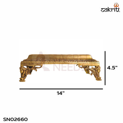 Sacred Needs Brass Decorative Table Stand – 4.5 Inch (11.4 cm) Height | Traditional Brass Platform for Idols, Lamps & Pooja Décor