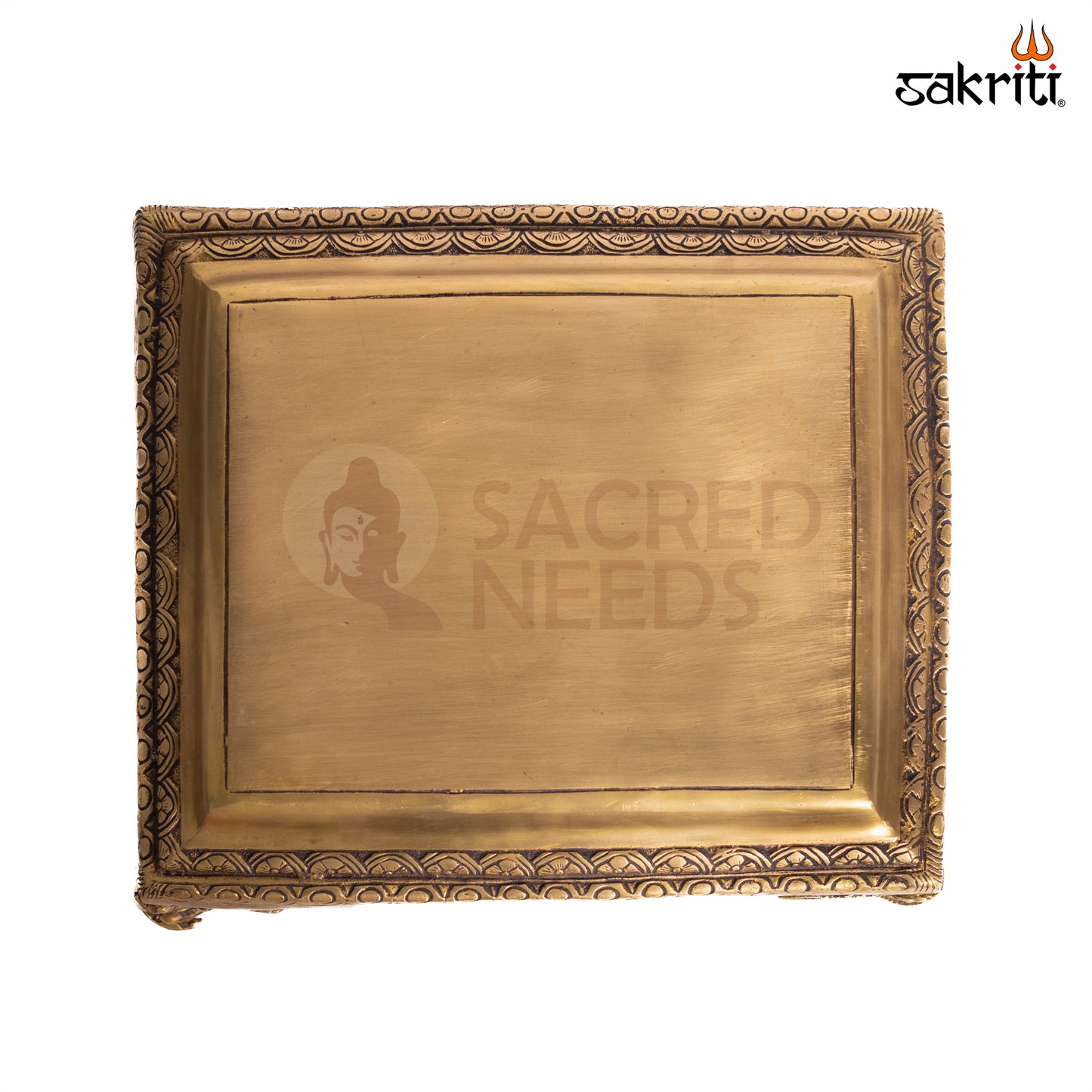 Sacred Needs Brass Decorative Table Stand – 4.5 Inch (11.4 cm) Height | Traditional Brass Platform for Idols, Lamps & Pooja Décor