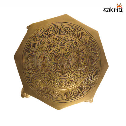Sacred Needs Brass Pooja Table Stand – 6 Inch (15.2 cm) Height | Decorative Brass Stand for Temple, Idols & Home Décor