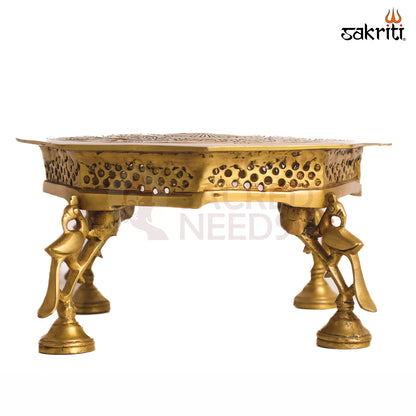 Sacred Needs Brass Pooja Table Stand – 6 Inch (15.2 cm) Height | Decorative Brass Stand for Temple, Idols & Home Décor