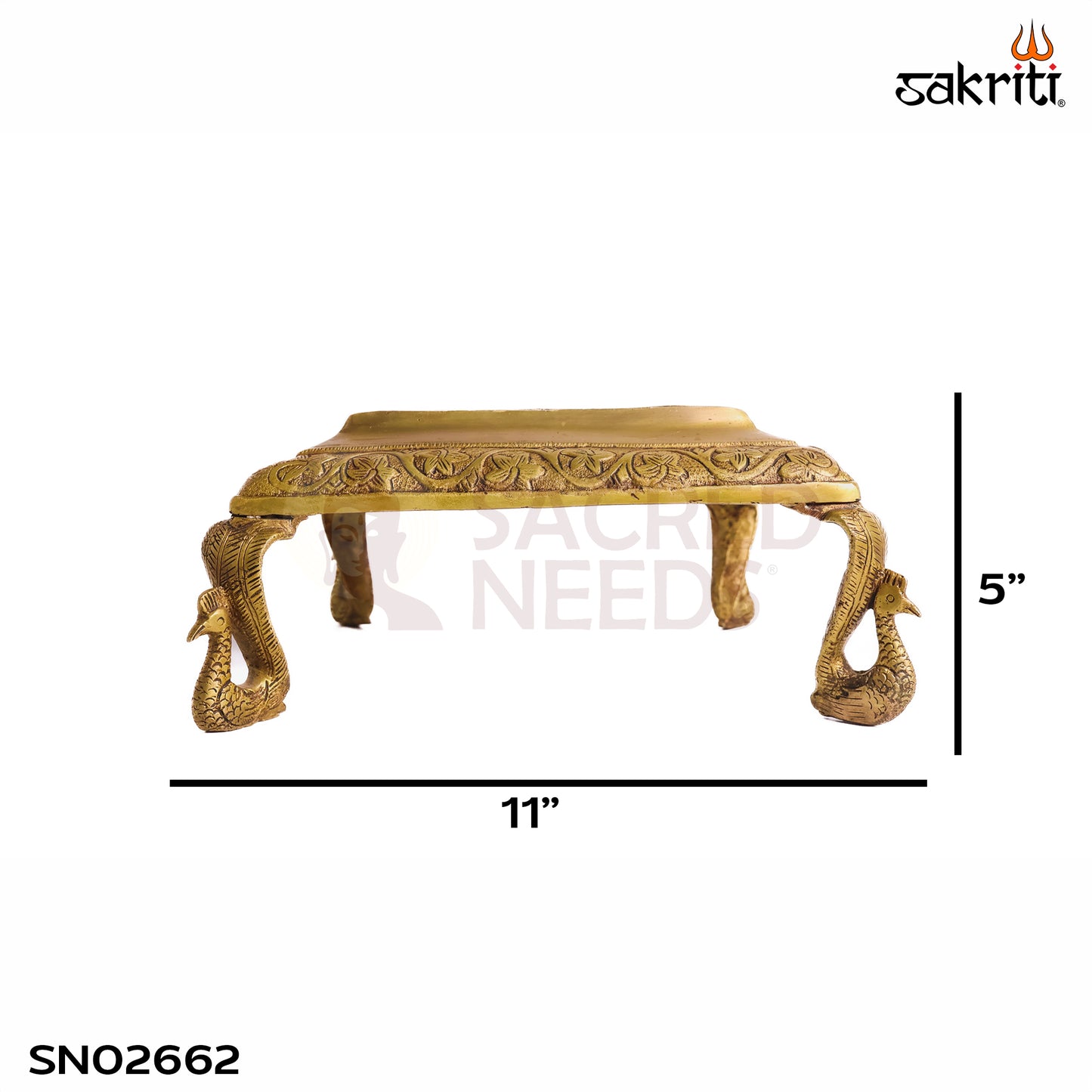 Sacred Needs Brass Decorative Stand – 5 Inch (12.7 cm) Height | Traditional Brass Platform Stand for Pooja & Temple Décor