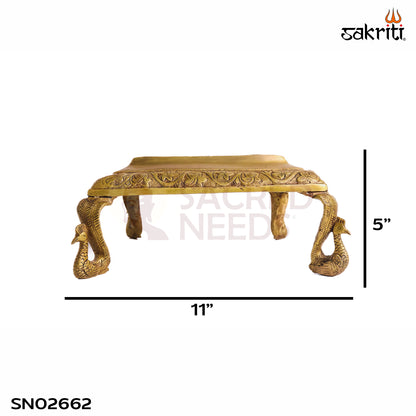 Sacred Needs Brass Decorative Stand – 5 Inch (12.7 cm) Height | Traditional Brass Platform Stand for Pooja & Temple Décor