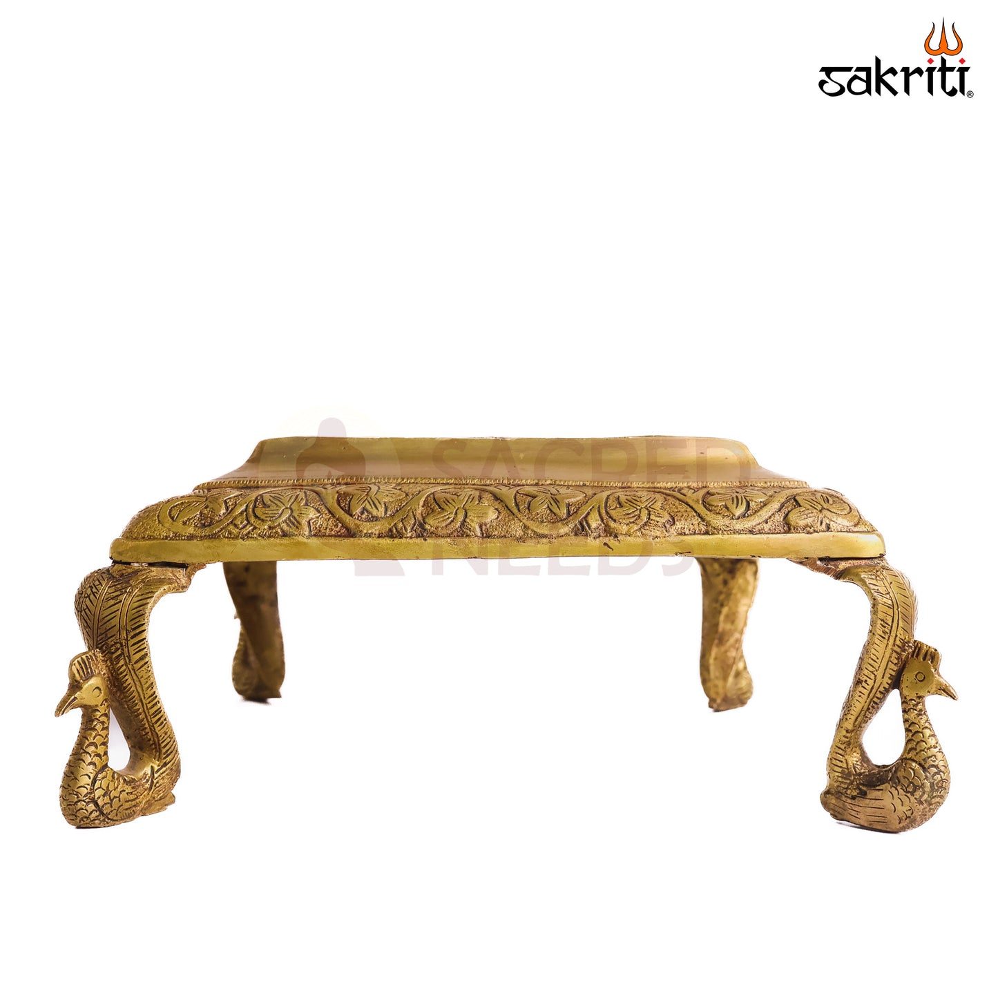 Sacred Needs Brass Decorative Stand – 5 Inch (12.7 cm) Height | Traditional Brass Platform Stand for Pooja & Temple Décor