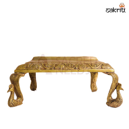 Sacred Needs Brass Decorative Stand – 5 Inch (12.7 cm) Height | Traditional Brass Platform Stand for Pooja & Temple Décor