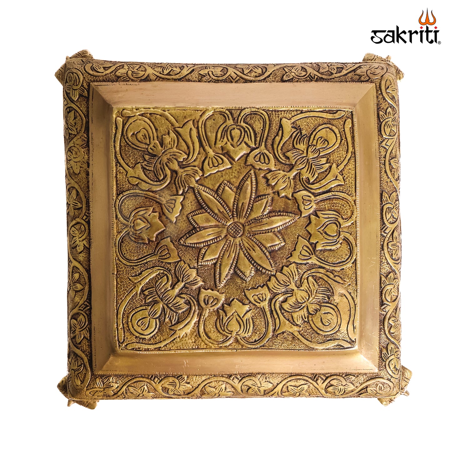 Sacred Needs Brass Decorative Stand – 5 Inch (12.7 cm) Height | Traditional Brass Platform Stand for Pooja & Temple Décor