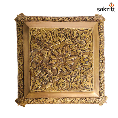 Sacred Needs Brass Decorative Stand – 5 Inch (12.7 cm) Height | Traditional Brass Platform Stand for Pooja & Temple Décor