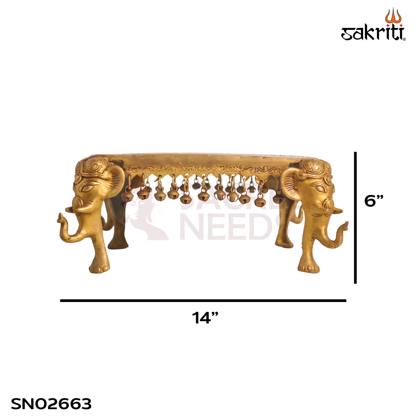Sacred Needs Brass Temple Table Stand – 6 Inch (15.2 cm) Height | Decorative Brass Display Platform for Idols & Pooja Décor