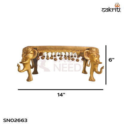 Sacred Needs Brass Temple Table Stand – 6 Inch (15.2 cm) Height | Decorative Brass Display Platform for Idols & Pooja Décor