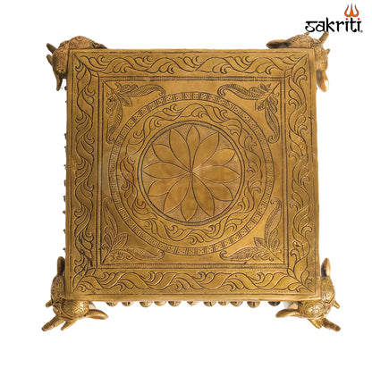 Sacred Needs Brass Temple Table Stand – 6 Inch (15.2 cm) Height | Decorative Brass Display Platform for Idols & Pooja Décor