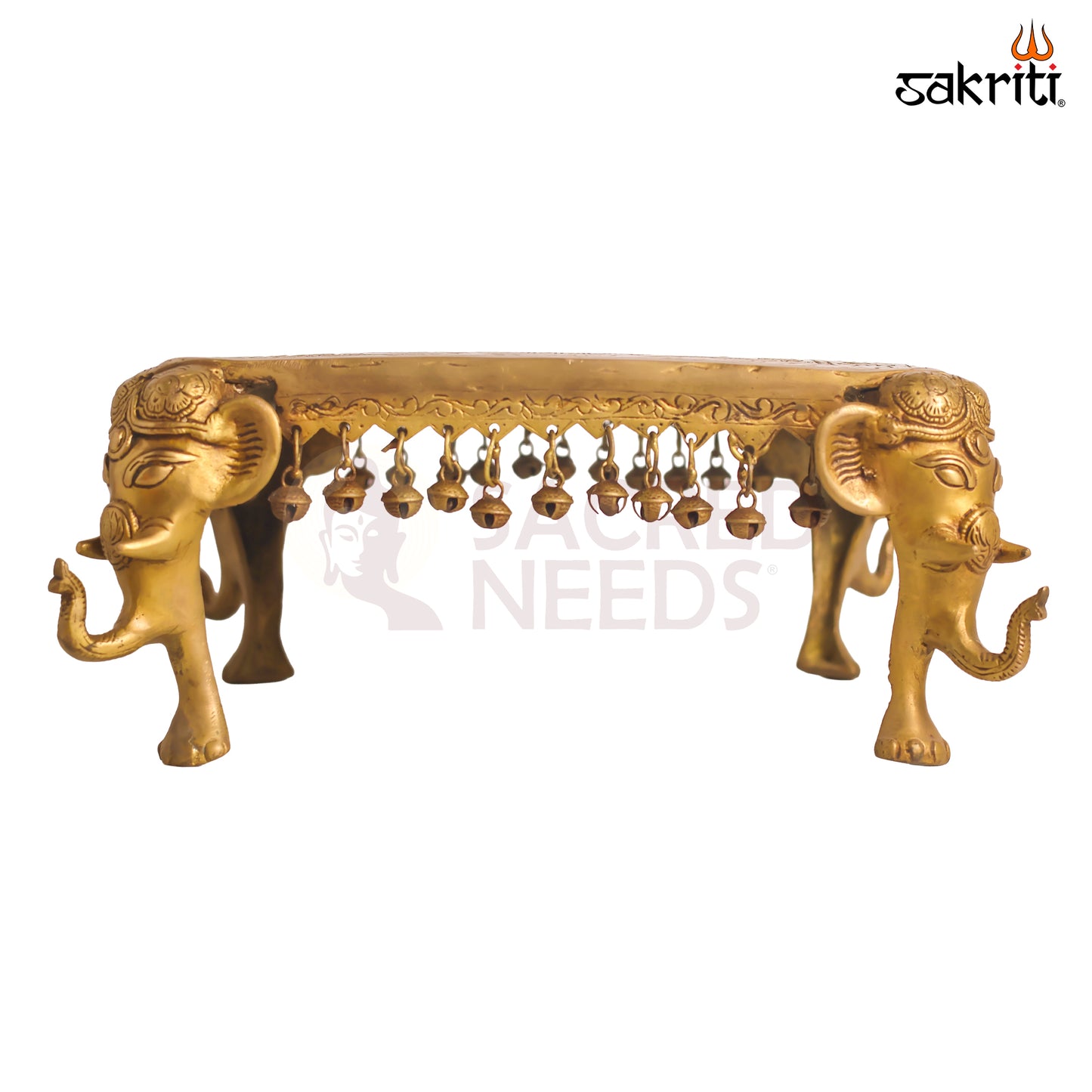 Sacred Needs Brass Temple Table Stand – 6 Inch (15.2 cm) Height | Decorative Brass Display Platform for Idols & Pooja Décor