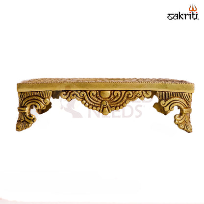 Sacred Needs Brass Pooja Table Stand – 2.2 Inch (5.6 cm) Height | Traditional Brass Pedestal Stand for Idols, Lamps & Temple Décor