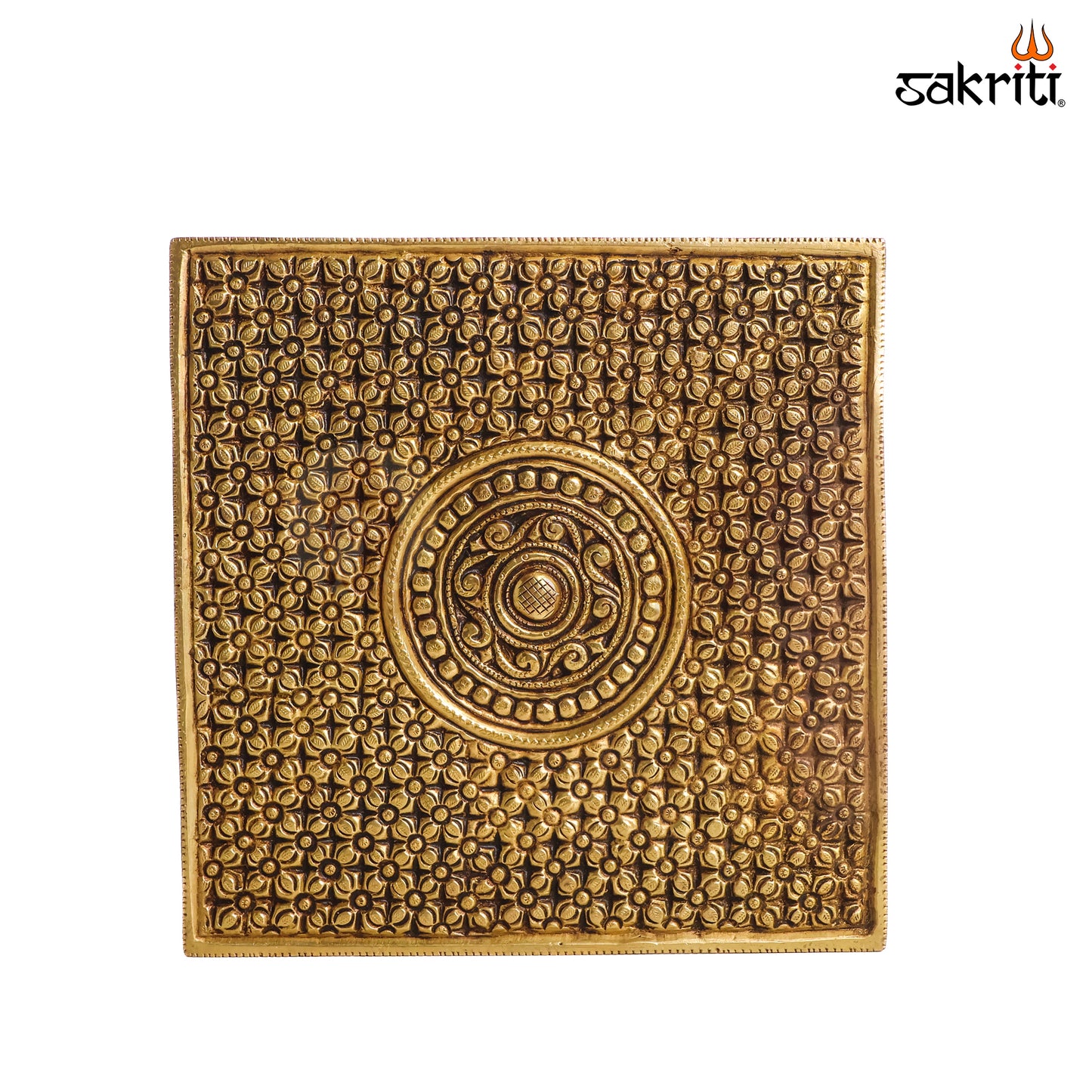 Sacred Needs Brass Pooja Table Stand – 2.2 Inch (5.6 cm) Height | Traditional Brass Pedestal Stand for Idols, Lamps & Temple Décor