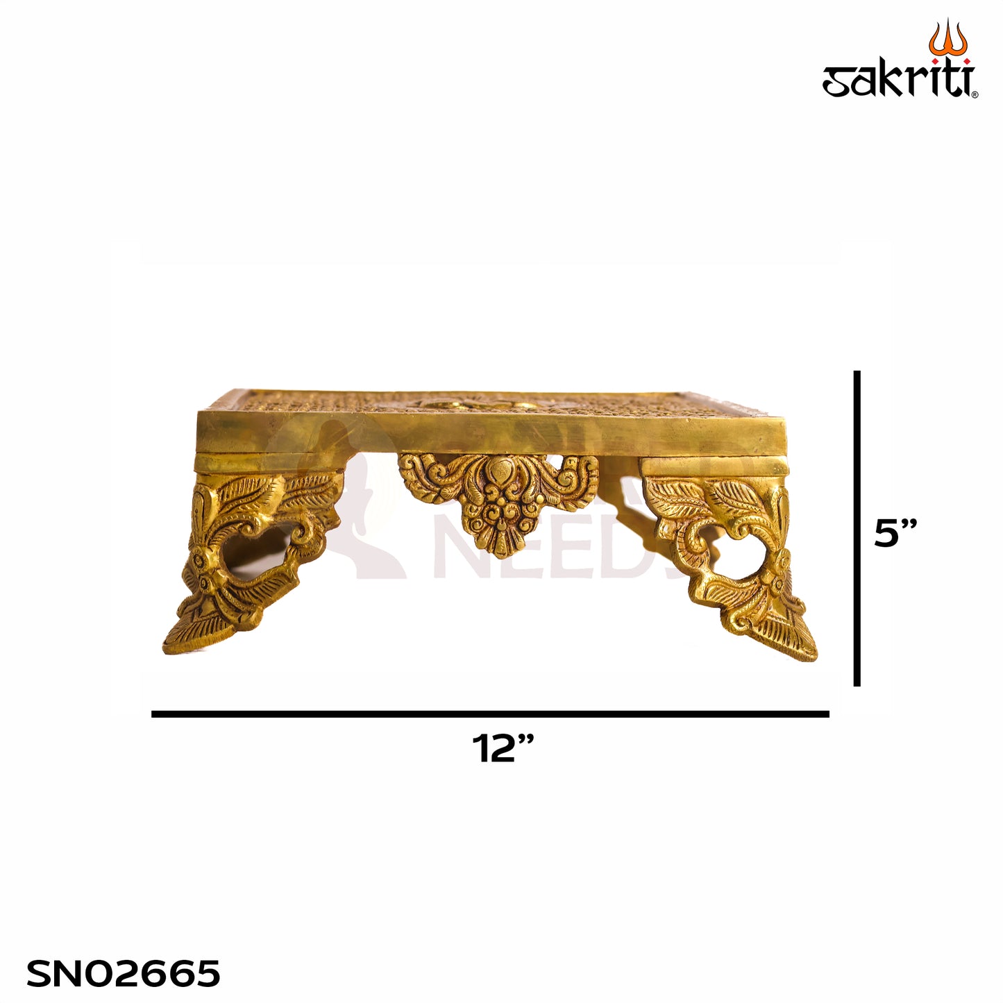 Sacred Needs Brass Decorative Table Stand – 5 Inch (12.7 cm) Height | Traditional Brass Pedestal for Idols, Lamps & Pooja Décor