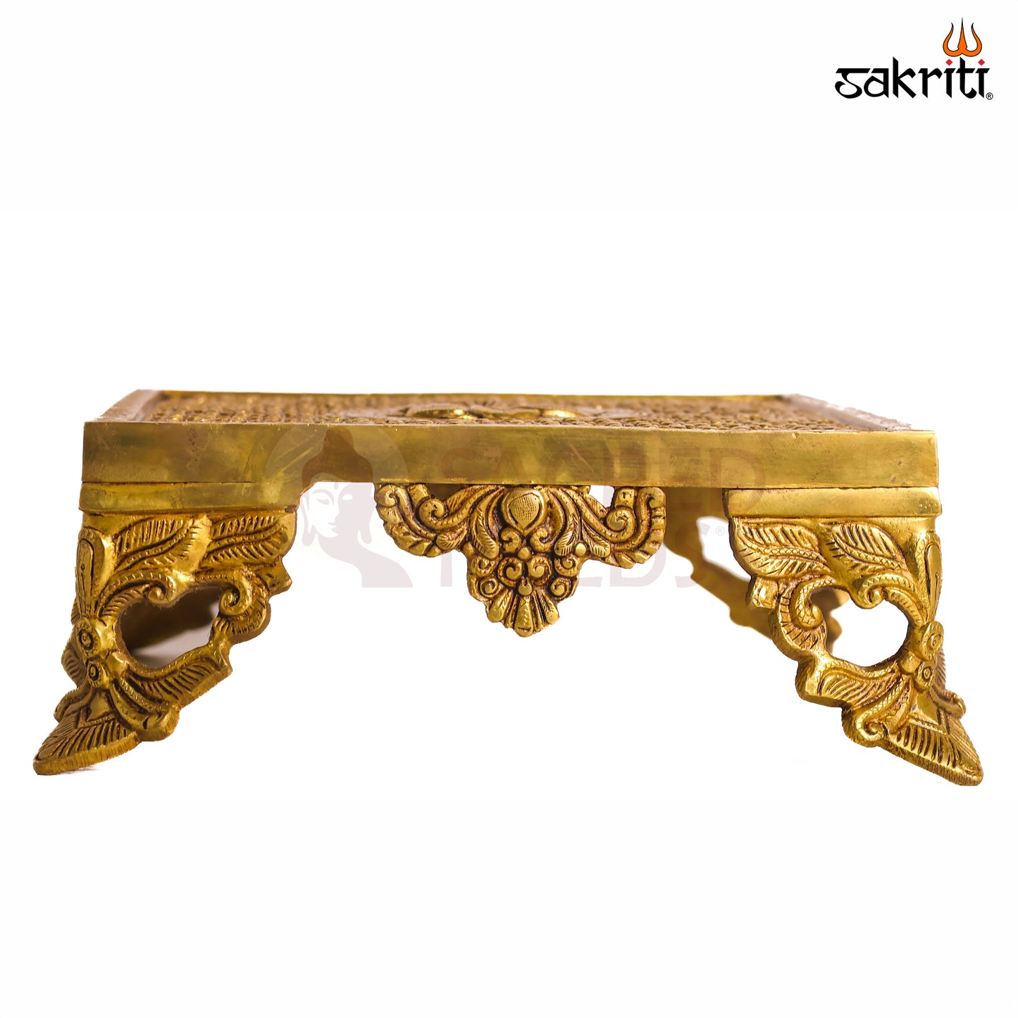 Sacred Needs Brass Decorative Table Stand – 5 Inch (12.7 cm) Height | Traditional Brass Pedestal for Idols, Lamps & Pooja Décor