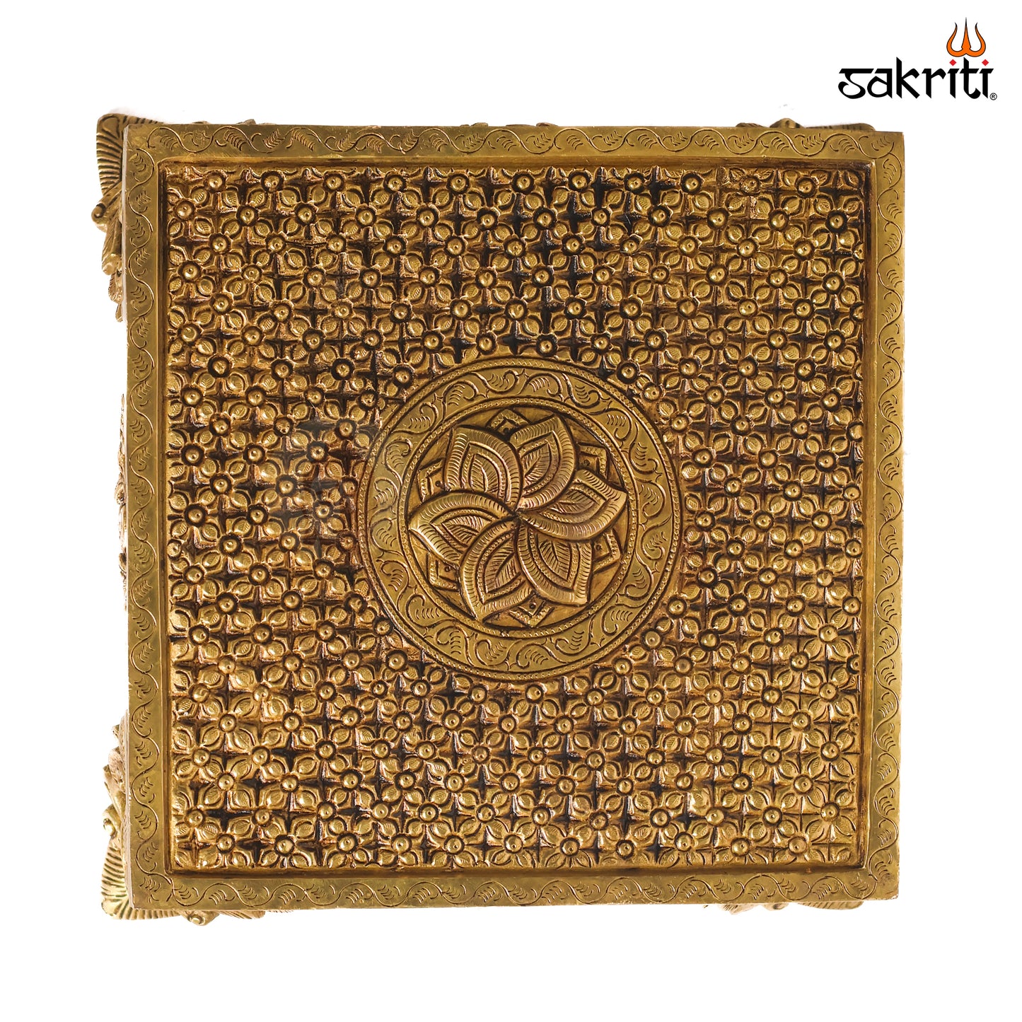 Sacred Needs Brass Decorative Table Stand – 5 Inch (12.7 cm) Height | Traditional Brass Pedestal for Idols, Lamps & Pooja Décor