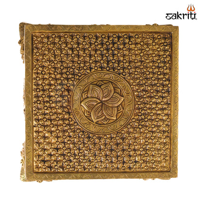 Sacred Needs Brass Decorative Table Stand – 5 Inch (12.7 cm) Height | Traditional Brass Pedestal for Idols, Lamps & Pooja Décor