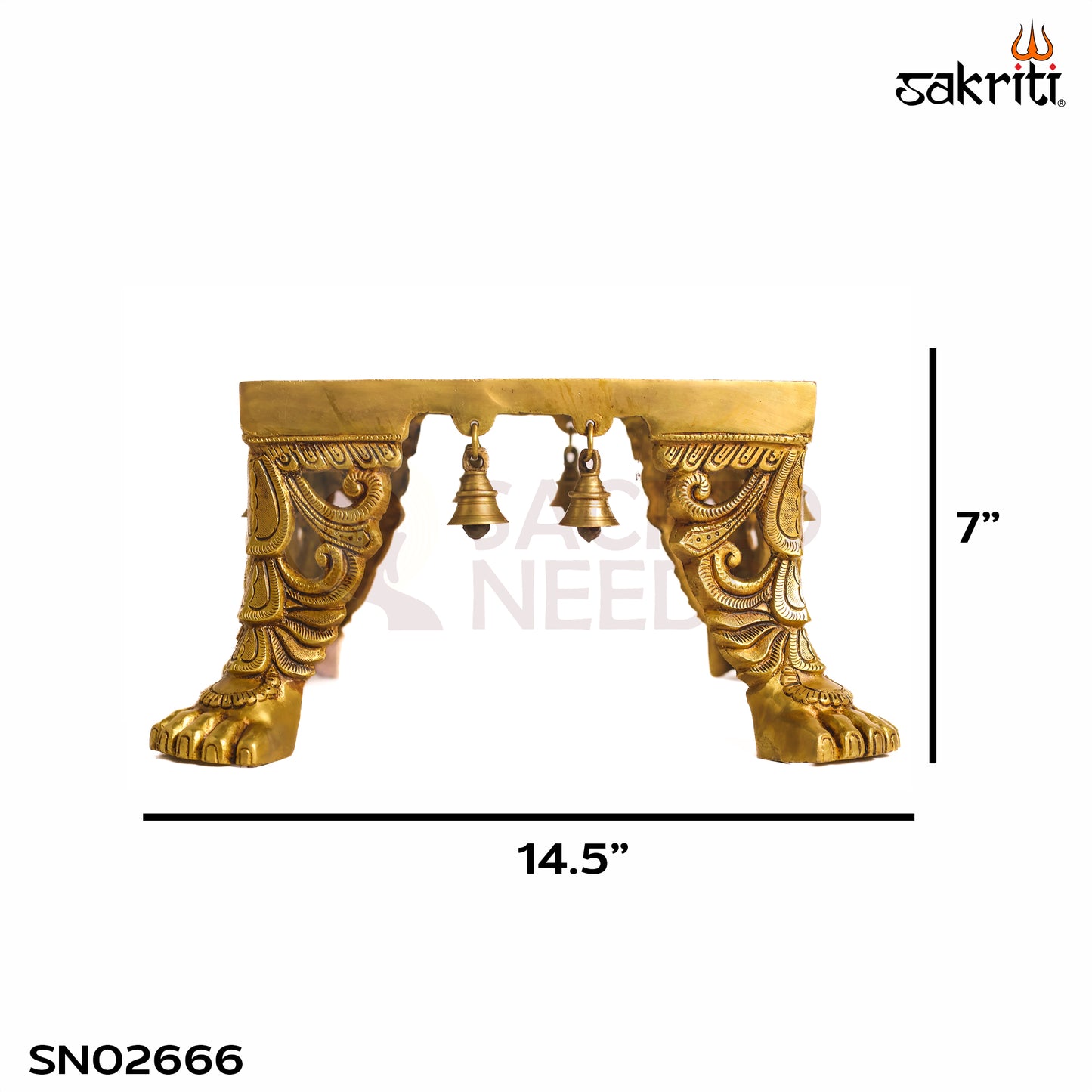 Sacred Needs Brass Traditional Table Stand – 7 Inch (17.8 cm) Height | Decorative Brass Pedestal for Temple, Idols & Home Décor