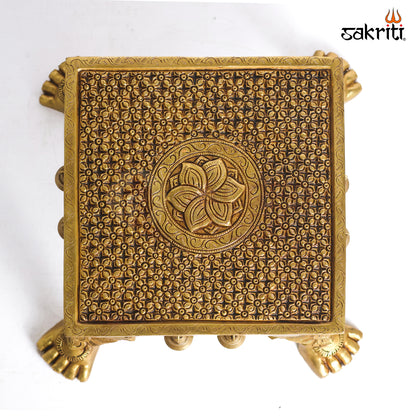 Sacred Needs Brass Traditional Table Stand – 7 Inch (17.8 cm) Height | Decorative Brass Pedestal for Temple, Idols & Home Décor