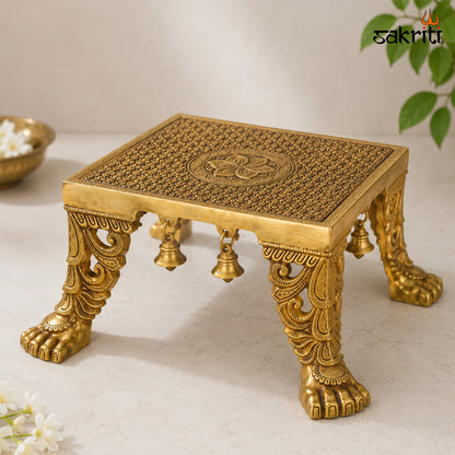 Sacred Needs Brass Traditional Table Stand – 7 Inch (17.8 cm) Height | Decorative Brass Pedestal for Temple, Idols & Home Décor