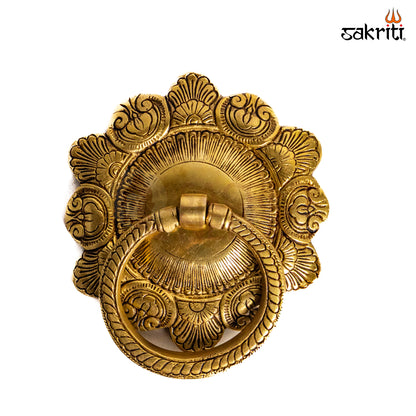 Sacred Needs Brass Flower Door Knocker – 6.2 Inch (15.7 cm) Height | Traditional Floral Brass Door Handle for Main Entrance Décor