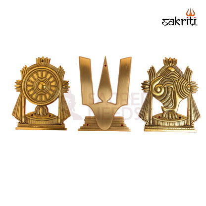 Brass Shankh Chakra & Namam Wall Mount – 9.5 Inch Traditional Brass Wall Hanging for Pooja Room, Home Entrance & Vastu Decor