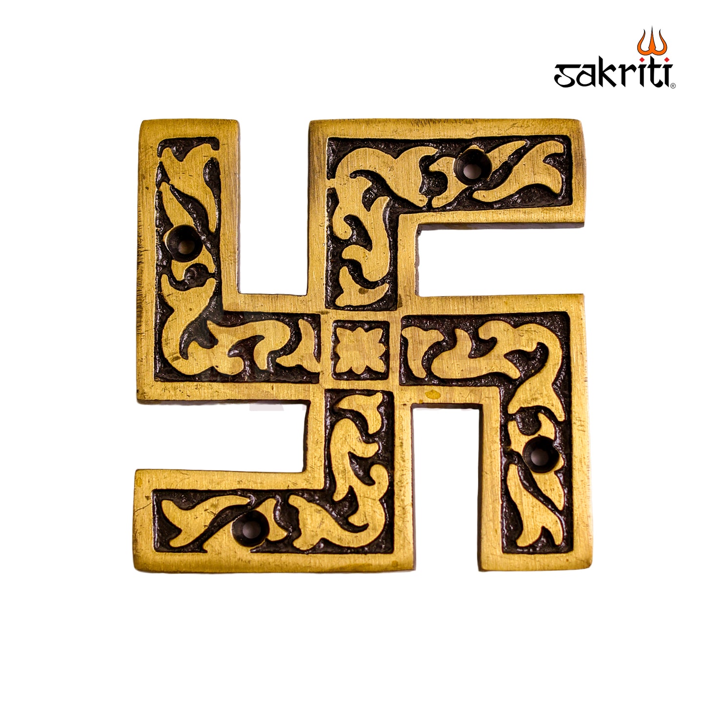 Brass Swastik Wall Mount – 2.9 Inch Traditional Brass Wall Decor for Pooja Room, Home Entrance & Vastu
