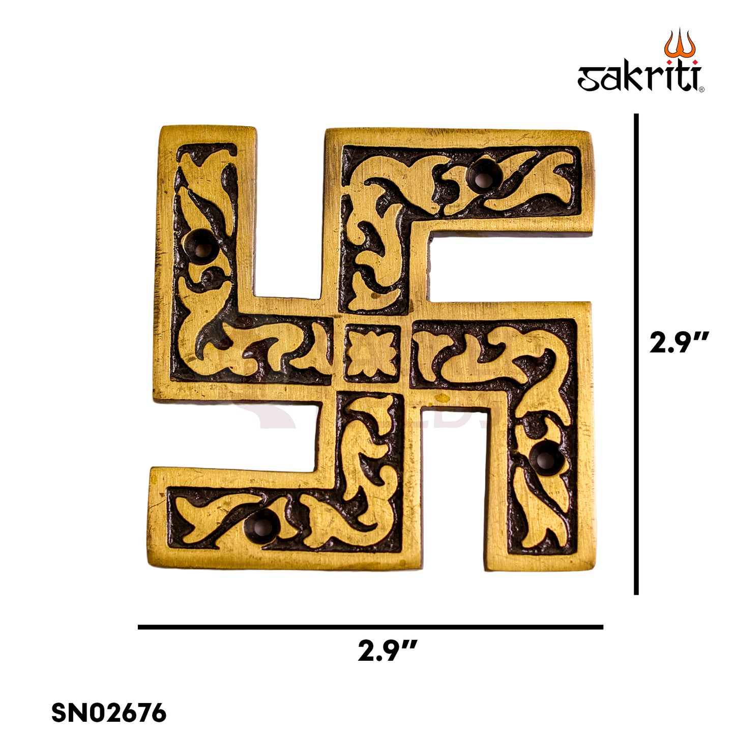 Brass Swastik Wall Mount – 2.9 Inch Traditional Brass Wall Decor for Pooja Room, Home Entrance & Vastu
