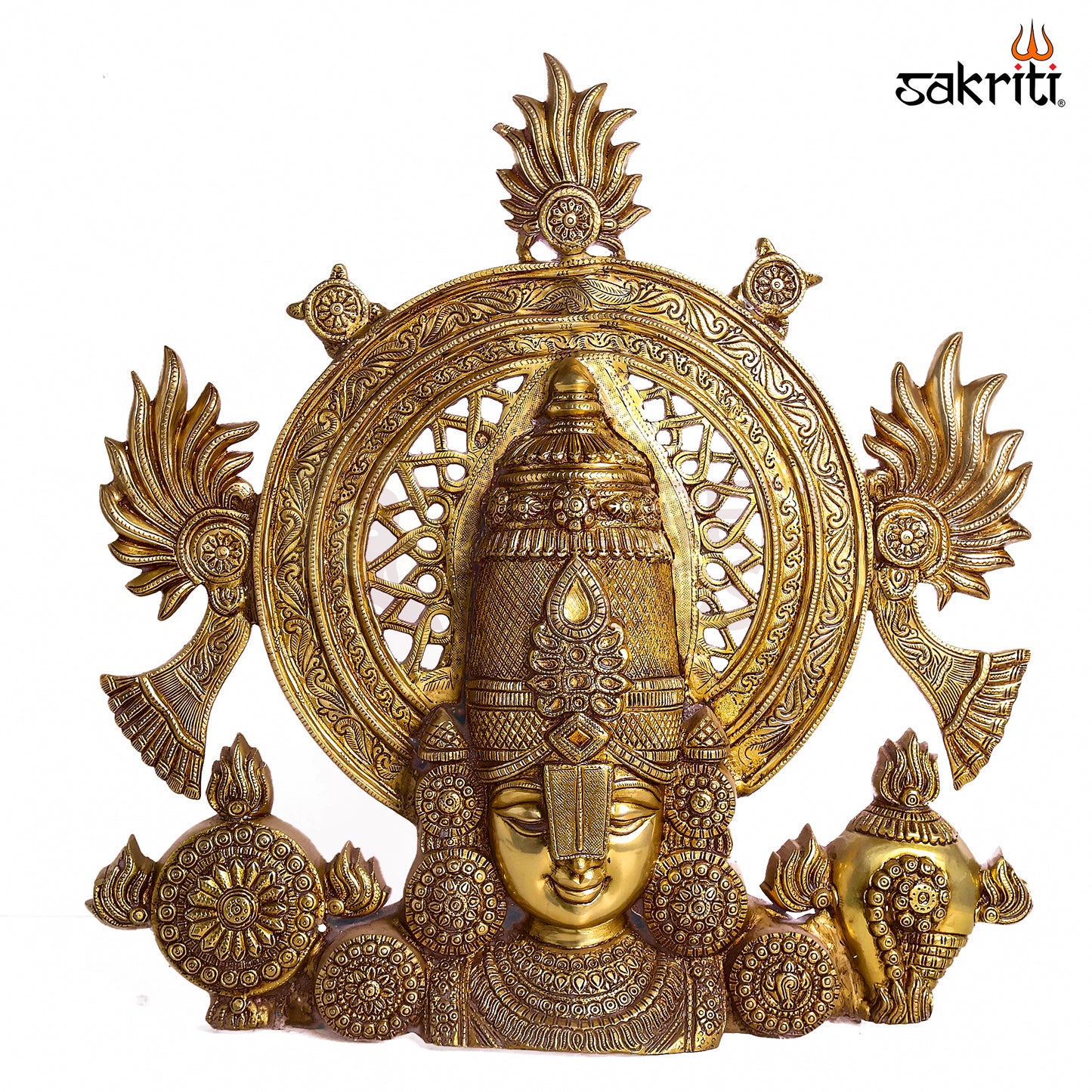 Sacred Needs Brass Balaji Head Wall Décor – 22 Inch (55.9 cm) Height | Lord Venkateswara Brass Face for Temple, Entrance & Spiritual Home Décor