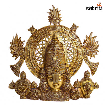 Sacred Needs Brass Balaji Head Wall Décor – 22 Inch (55.9 cm) Height | Lord Venkateswara Brass Face for Temple, Entrance & Spiritual Home Décor
