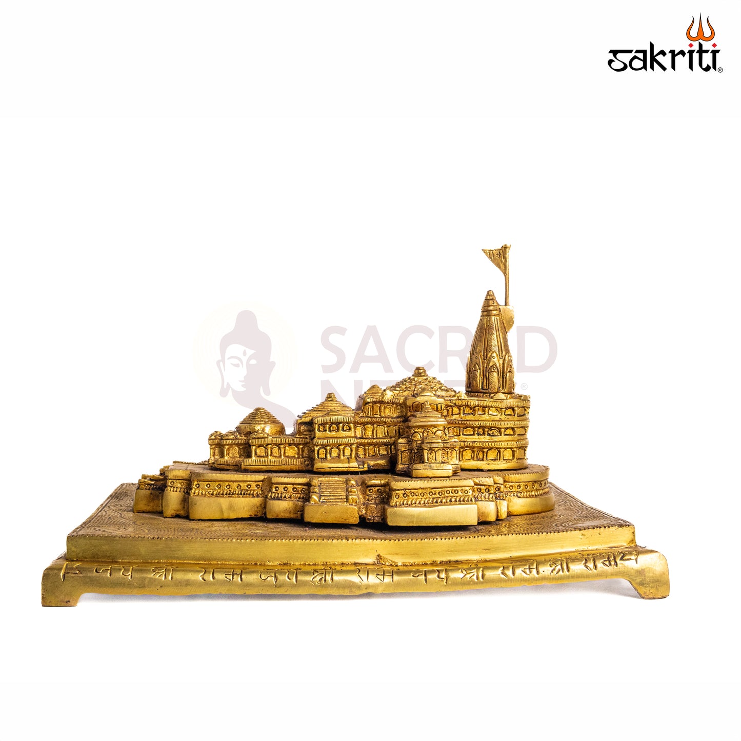 Sacred Needs Brass Ram Mandir – 7 Inch (17.8 cm) Height | Decorative Ayodhya Ram Temple Replica for Pooja Room & Spiritual Décor