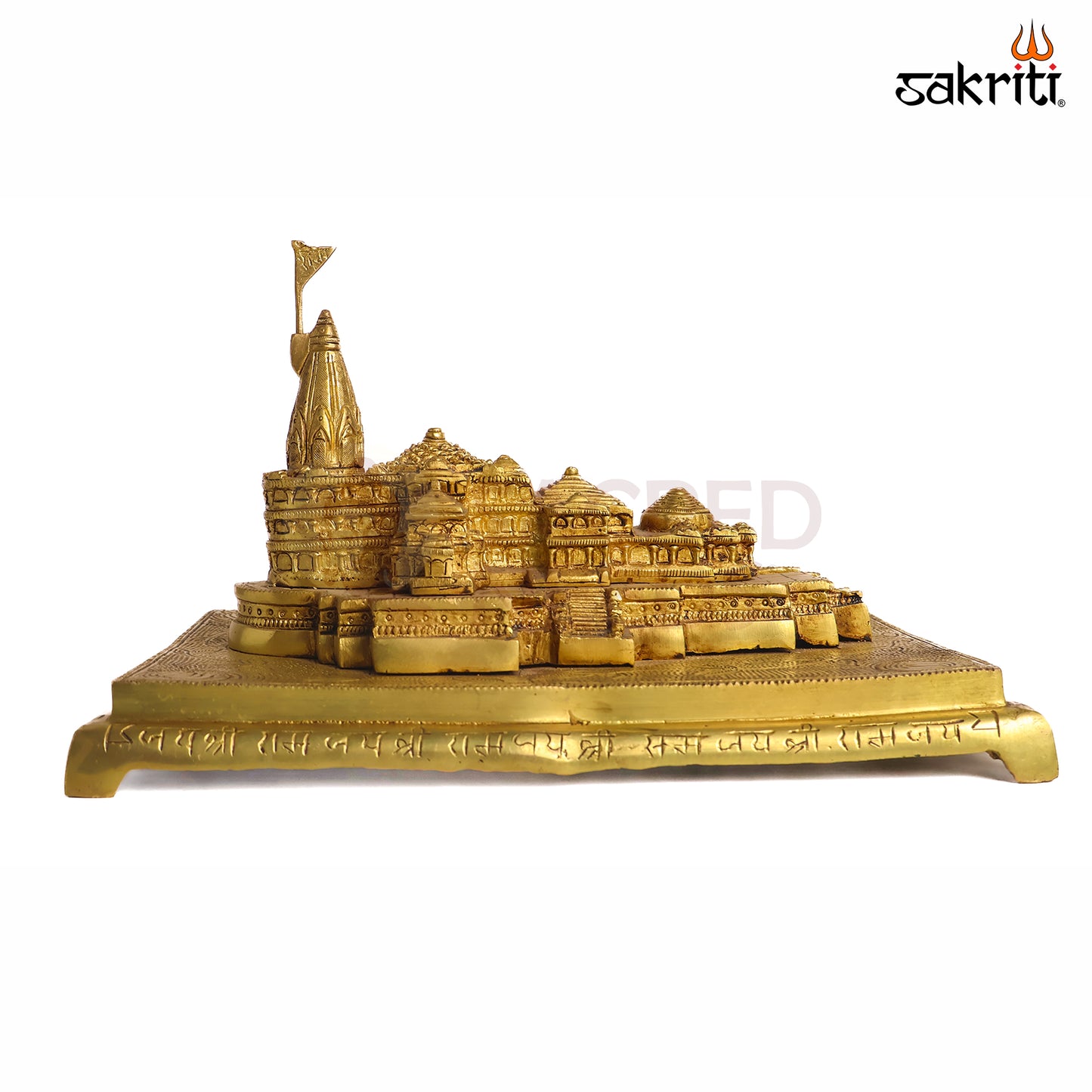 Sacred Needs Brass Ram Mandir – 7 Inch (17.8 cm) Height | Decorative Ayodhya Ram Temple Replica for Pooja Room & Spiritual Décor