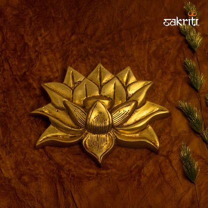 Brass Lotus Wall Mount – 6.8 Inch Height Traditional Brass Wall Decor for Pooja Room, Home Entrance & Vastu