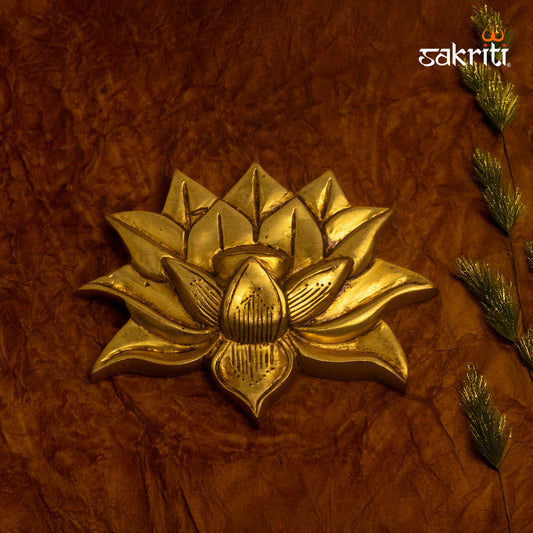 Brass Lotus Wall Mount – 6.8 Inch Height Traditional Brass Wall Decor for Pooja Room, Home Entrance & Vastu