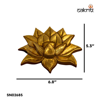 Brass Lotus Wall Mount – 6.8 Inch Height Traditional Brass Wall Decor for Pooja Room, Home Entrance & Vastu