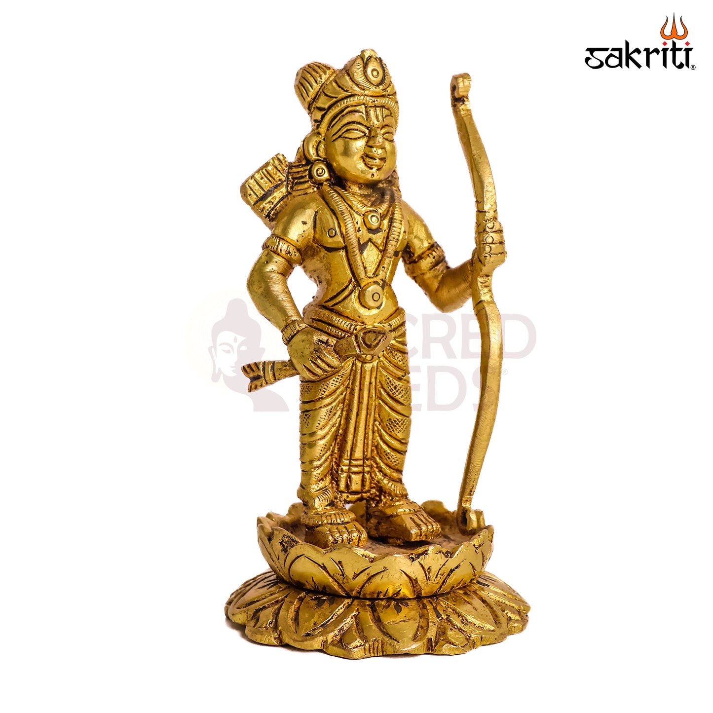 Sacred Needs Brass Ram Lalla Idol – 4.6 Inch (11.7 cm) Height | Lord Ram Statue for Pooja Room, Temple & Spiritual Home Décor