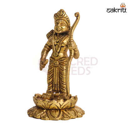 Sacred Needs Brass Ram Lalla Idol – 4.6 Inch (11.7 cm) Height | Lord Ram Statue for Pooja Room, Temple & Spiritual Home Décor